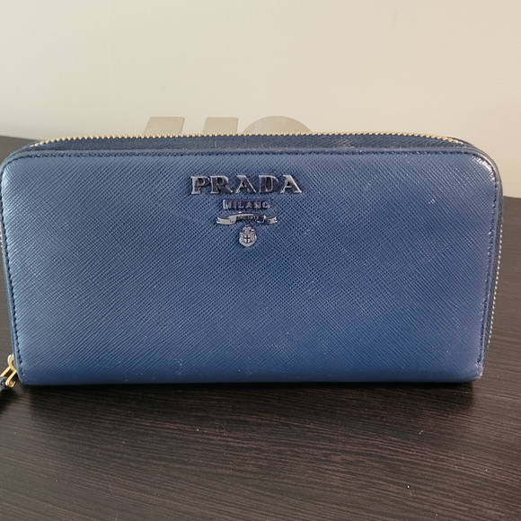 Prada Handbags - Prada Blue Leather Wallet